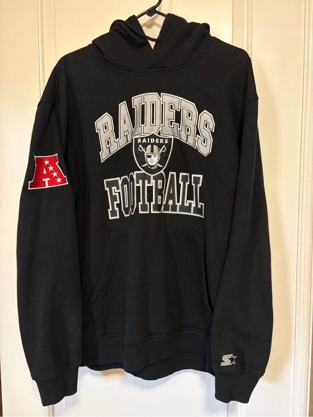 ⚫️⚫️ Vintage Starter Men’s Raiders Football Black Hoodie Sweatshirt- AFC Logo